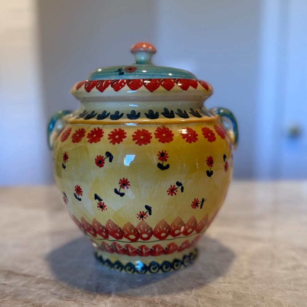 ⬇️💰⬇️Vintage Set of 3 Horchow Hand Painted Tuscan Rooster-inspired Canisters - Picture 9 of 16
